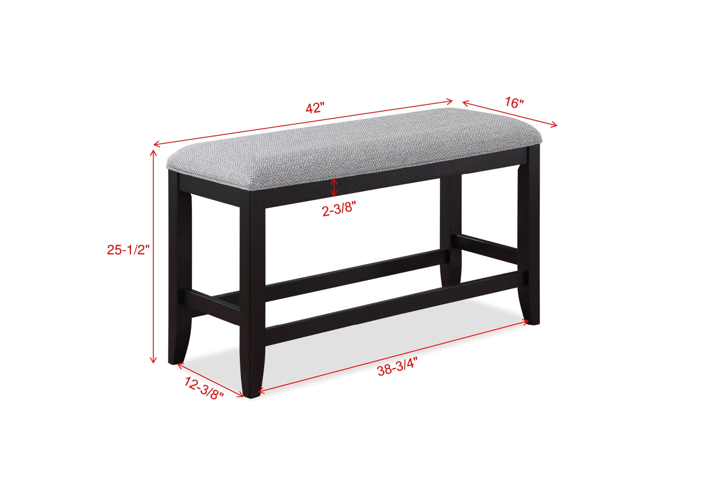 Frey Black/Gray Counter Height Bench - 2716-BENCH - Bien Home Furniture &amp; Electronics