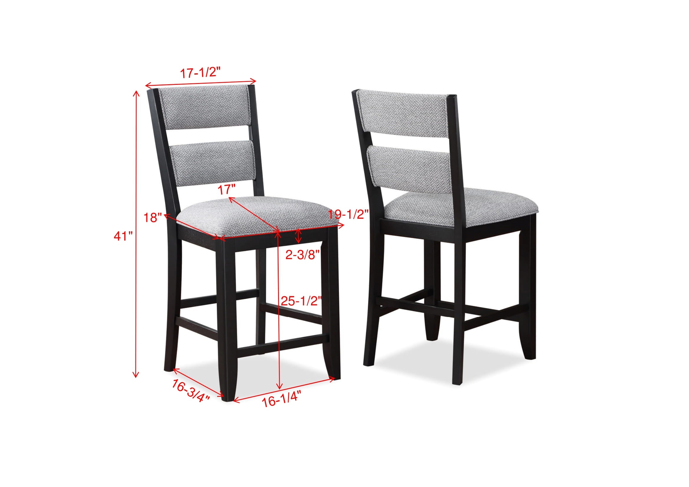 Frey Black/Gray Counter Height Chair, Set of 2 - 2716S-24 - Bien Home Furniture &amp; Electronics