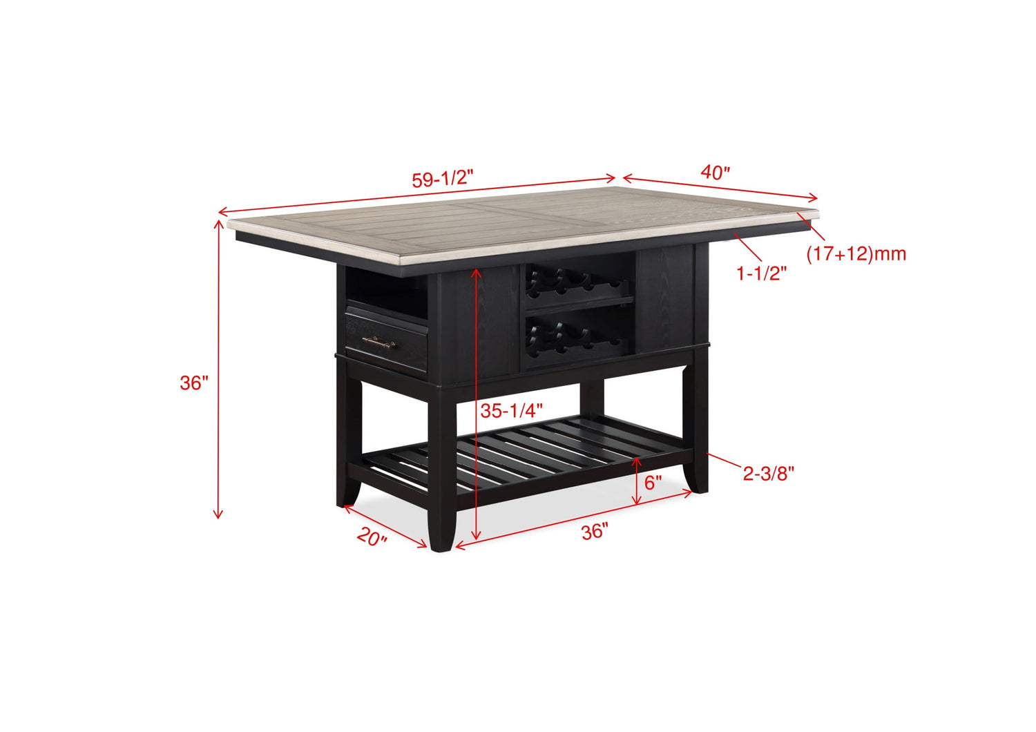 Frey Black/Gray Counter Height Table - SET | 2716T-4060-TOP | 2716T-4060-BASE - Bien Home Furniture &amp; Electronics
