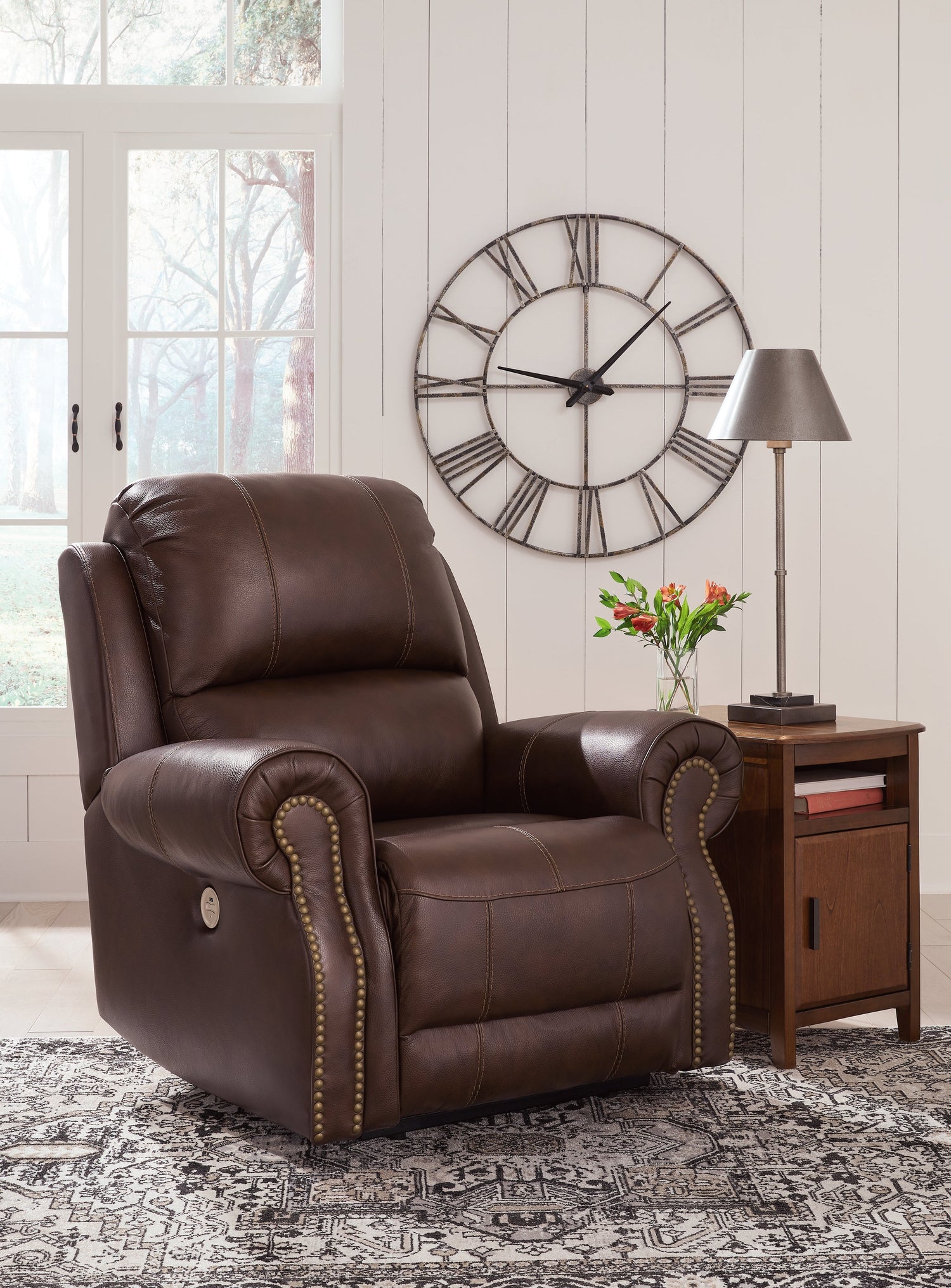 Freyeburg Walnut Power Recliner - U9021406 - Bien Home Furniture &amp; Electronics