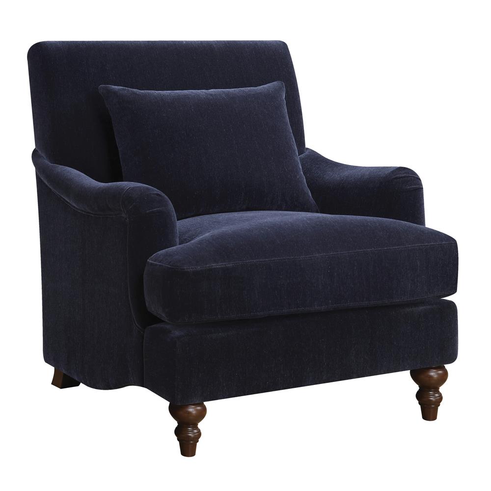 Frodo Midnight Blue Upholstered Accent Chair with Turned Legs - 902899 - Bien Home Furniture &amp; Electronics