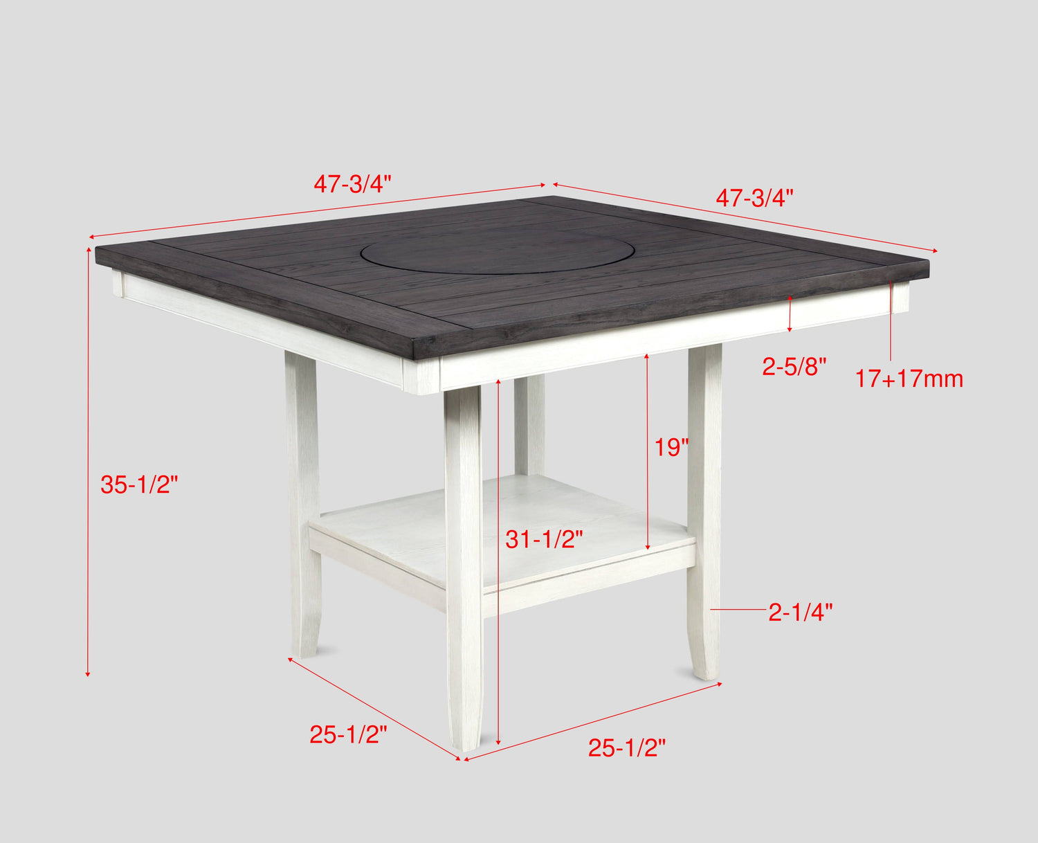 Fulton Chalk/White Counter Height Table - 2727CG-T-4848 - Bien Home Furniture &amp; Electronics