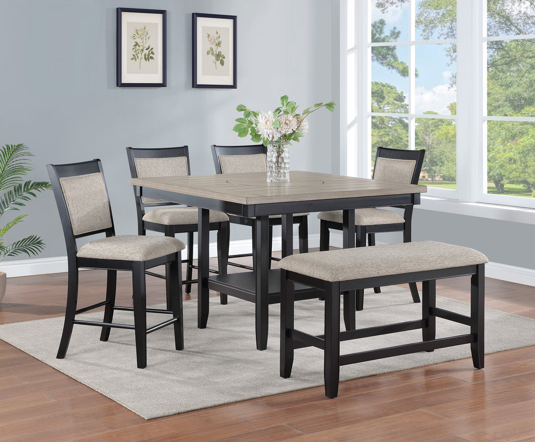 Fulton Charcoal/Light Gray Extendable Counter Height Dining Set - SET | 2727LG-T-4848 | 2727LG-S-24(2) - Bien Home Furniture &amp; Electronics