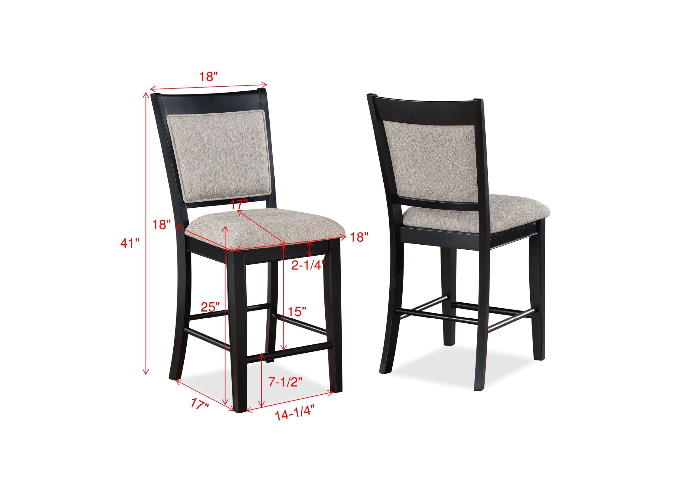 Fulton Charcoal/Light Gray Extendable Counter Height Dining Set - SET | 2727LG-T-4848 | 2727LG-S-24(2) - Bien Home Furniture &amp; Electronics