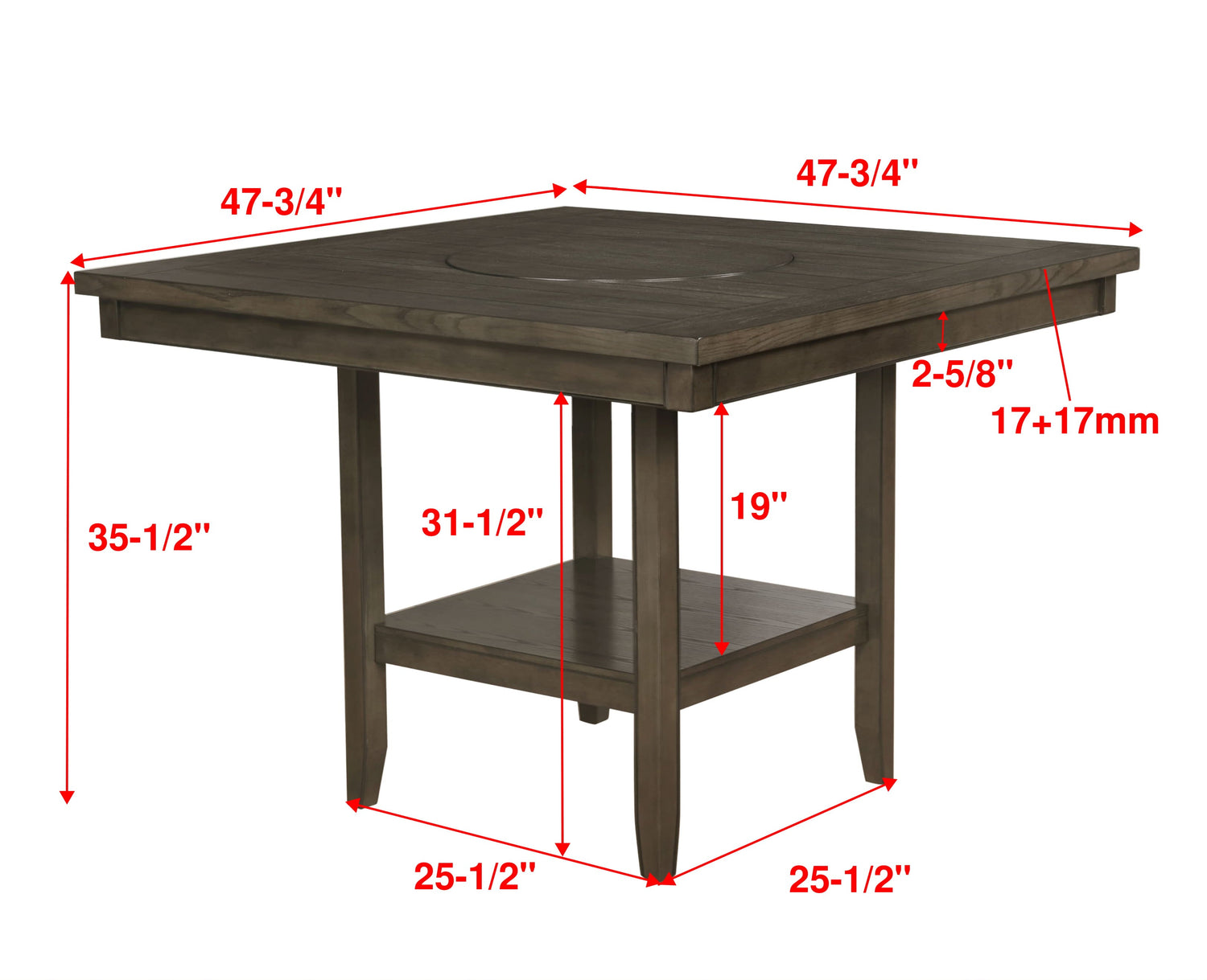 Fulton Gray Counter Height Table - 2727GY-T-4848 - Bien Home Furniture &amp; Electronics