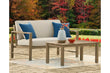 Fynnegan Light Brown Outdoor Loveseat with Table, Set of 2 - P349-035 - Bien Home Furniture & Electronics