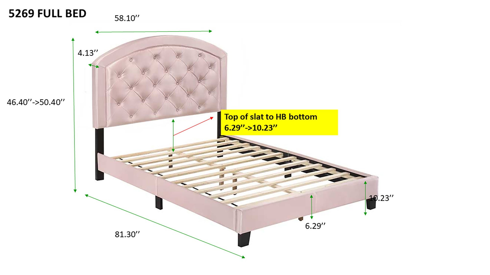 Gaby Gold Full Upholstered Platform Bed - 5269PUGD-F - Bien Home Furniture &amp; Electronics