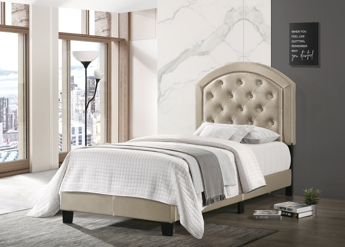 Gaby Gold Twin Upholstered Platform Bed - 5269PUGD-T - Bien Home Furniture &amp; Electronics