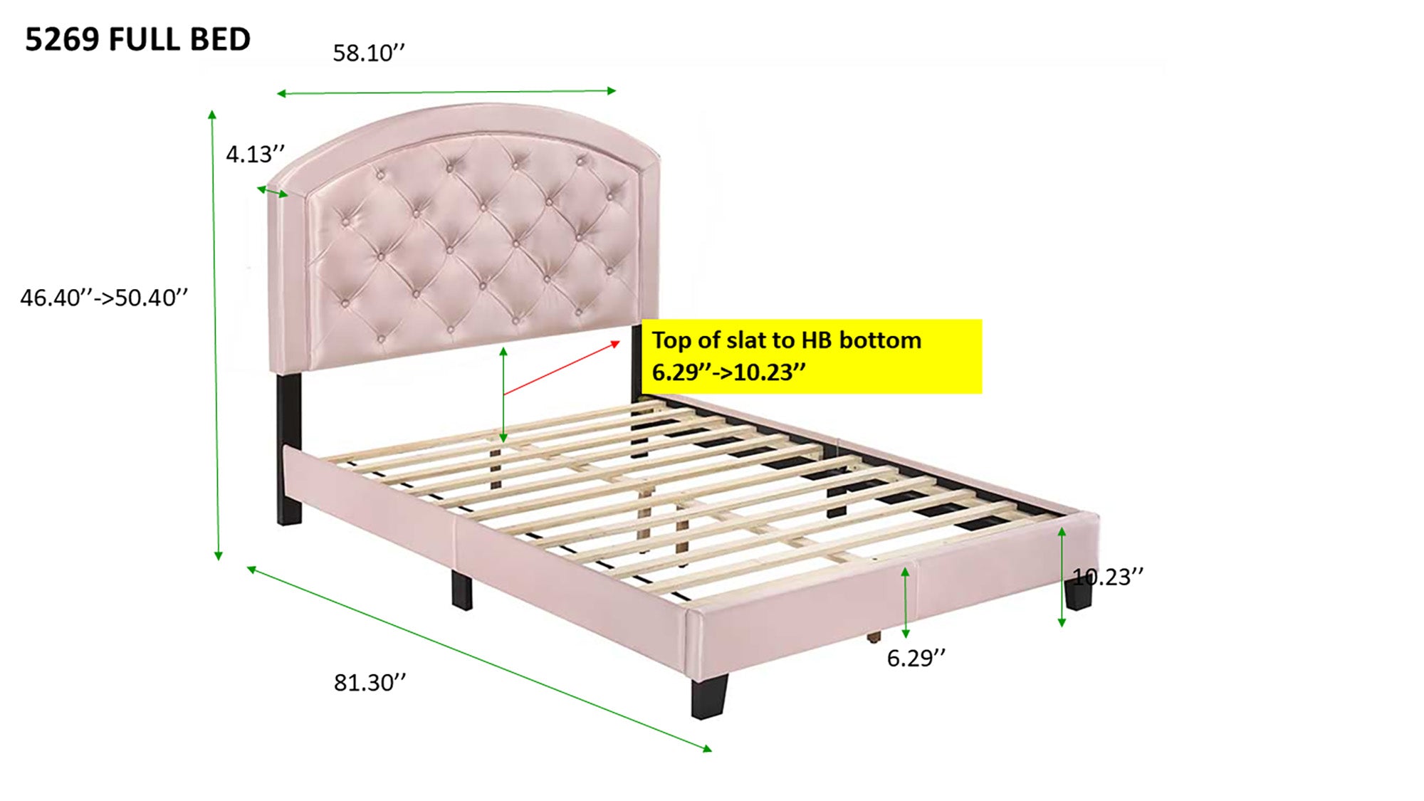 Gaby Silver Full Upholstered Platform Bed - 5269PUSL-F - Bien Home Furniture &amp; Electronics