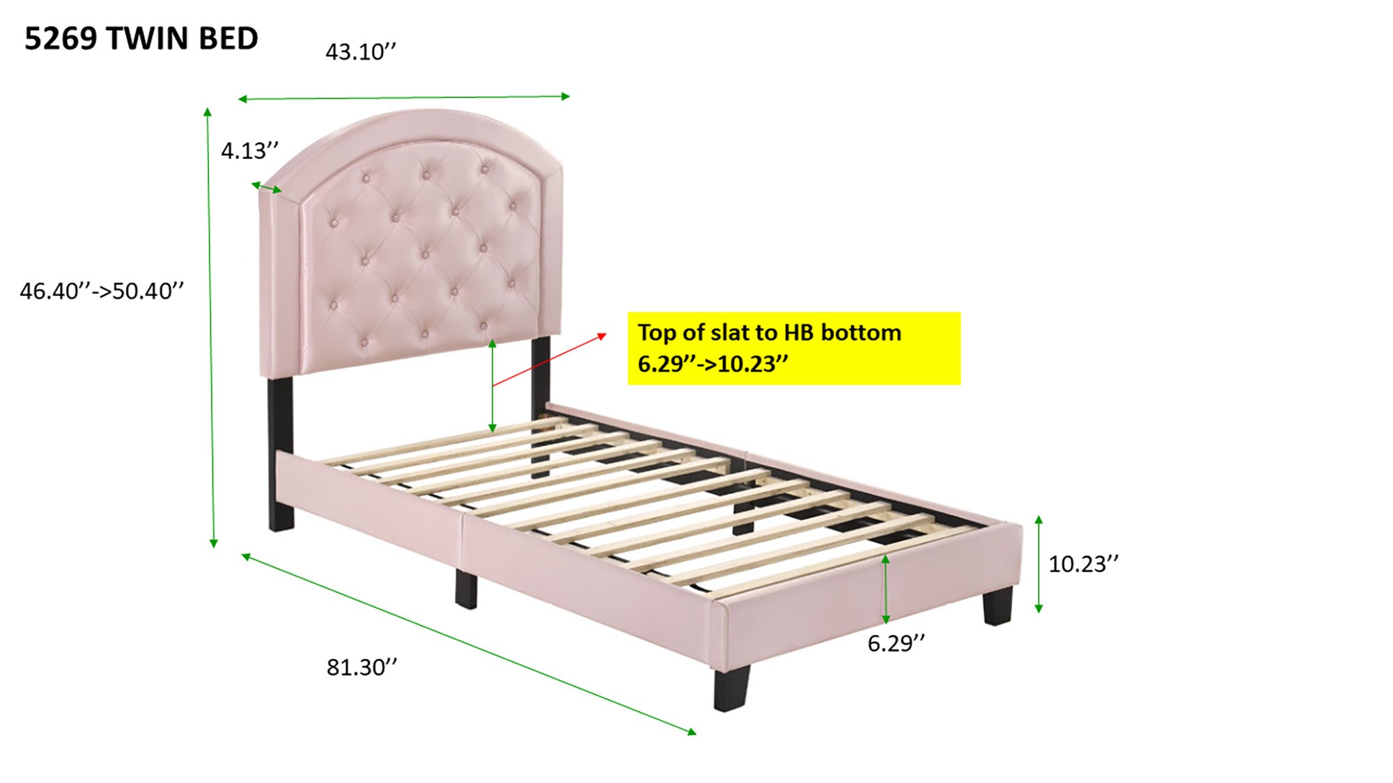 Gaby Silver Twin Upholstered Platform Bed - 5269PUSL-T - Bien Home Furniture &amp; Electronics