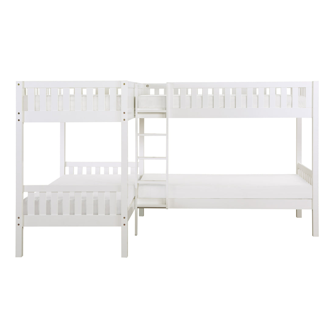 Galen White Corner Bunk Bed - SET | B2053CNW-1 | B2053CNW-2 | B2053CNW-SL - Bien Home Furniture &amp; Electronics