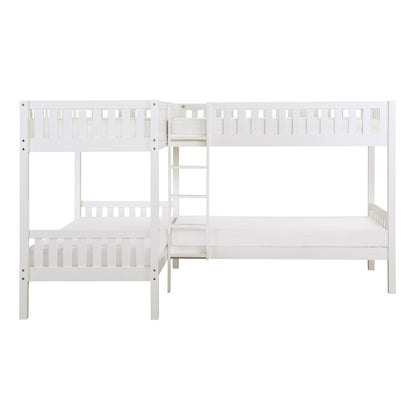 Galen White Corner Bunk Bed - SET | B2053CNW-1 | B2053CNW-2 | B2053CNW-SL - Bien Home Furniture &amp; Electronics