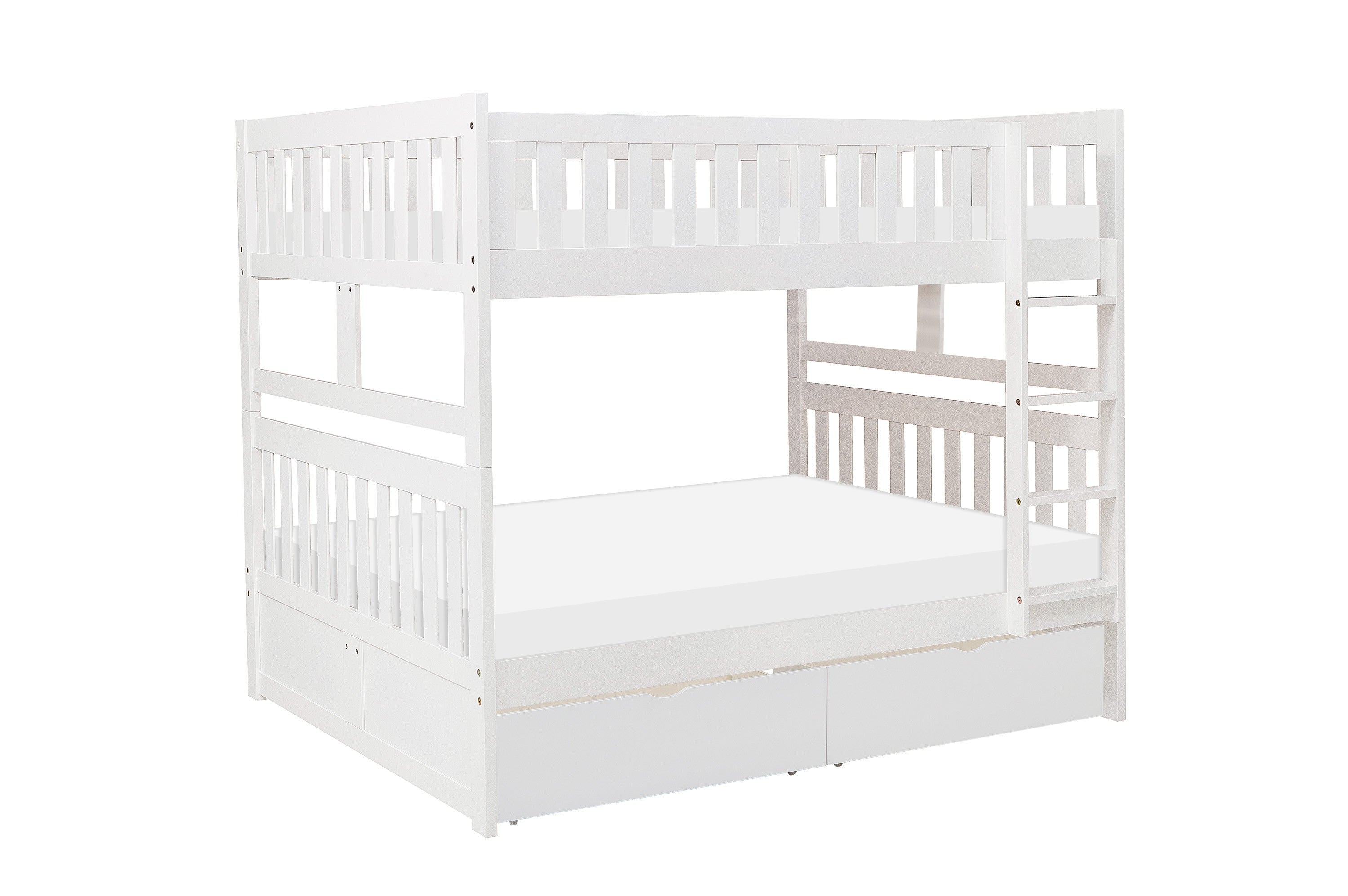 Galen White Full/Full Bunk Bed with Storage Boxes - SET | B2053FFW-1 | B2053FFW-2 | B2053FFW-SL | B2053W-T - Bien Home Furniture &amp; Electronics