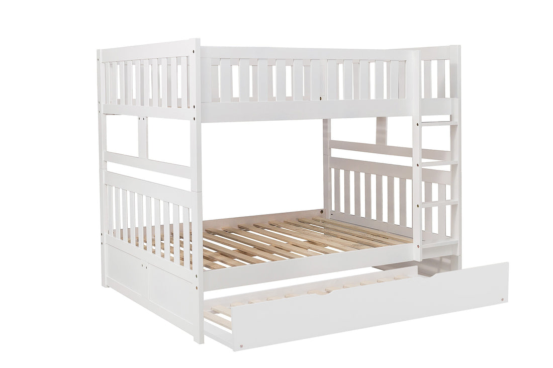 Galen White Full/Full Bunk Bed with Twin Trundle - SET | B2053FFW-1 | B2053FFW-2 | B2053FFW-SL | B2053W-R - Bien Home Furniture &amp; Electronics