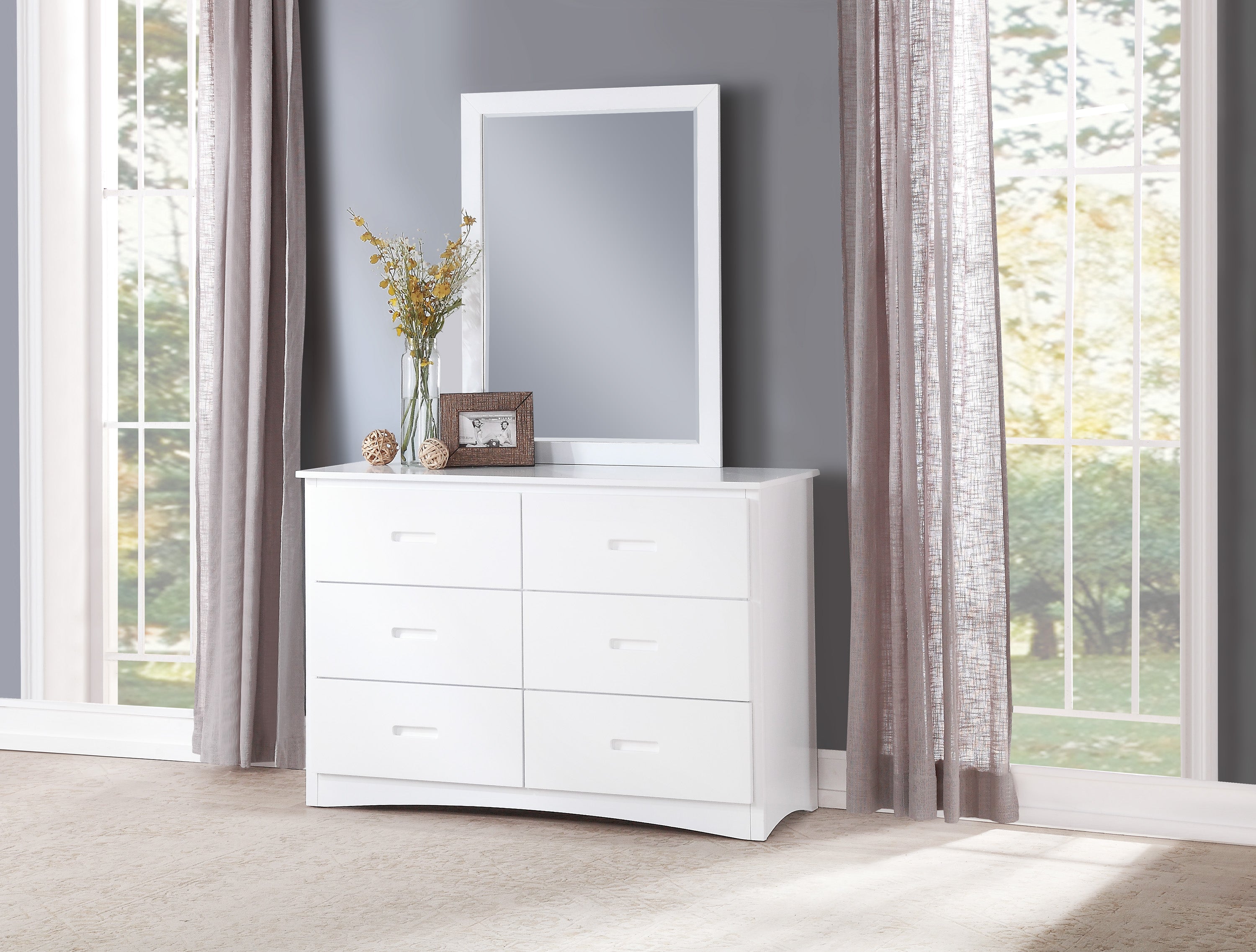 Galen White Mirror (Mirror Only) - B2053W-6 - Bien Home Furniture &amp; Electronics