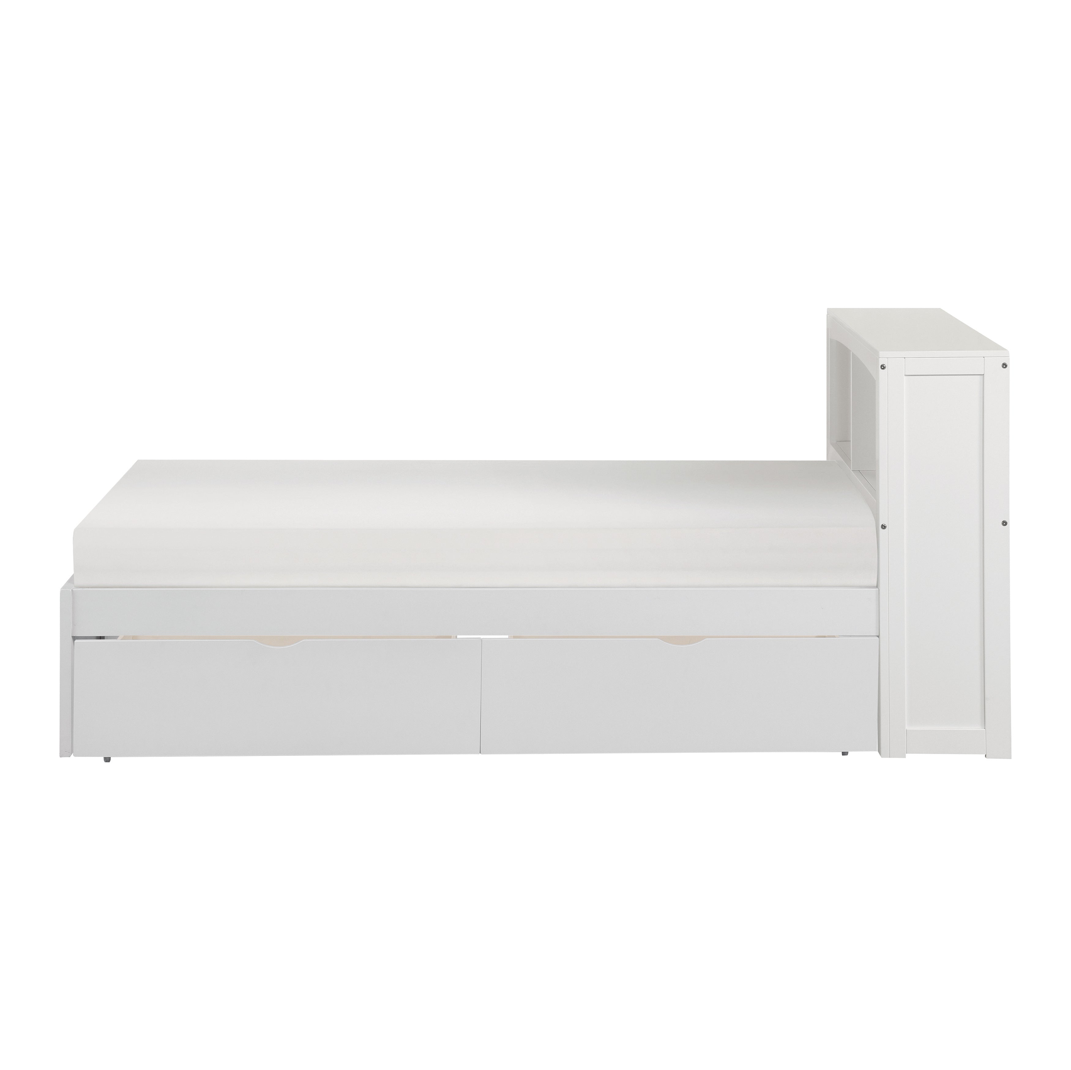 Galen White Twin Bookcase Bed with Storage Boxes - SET | B2053BCW-1 | B2053BCW-2 | B2053W-T - Bien Home Furniture &amp; Electronics
