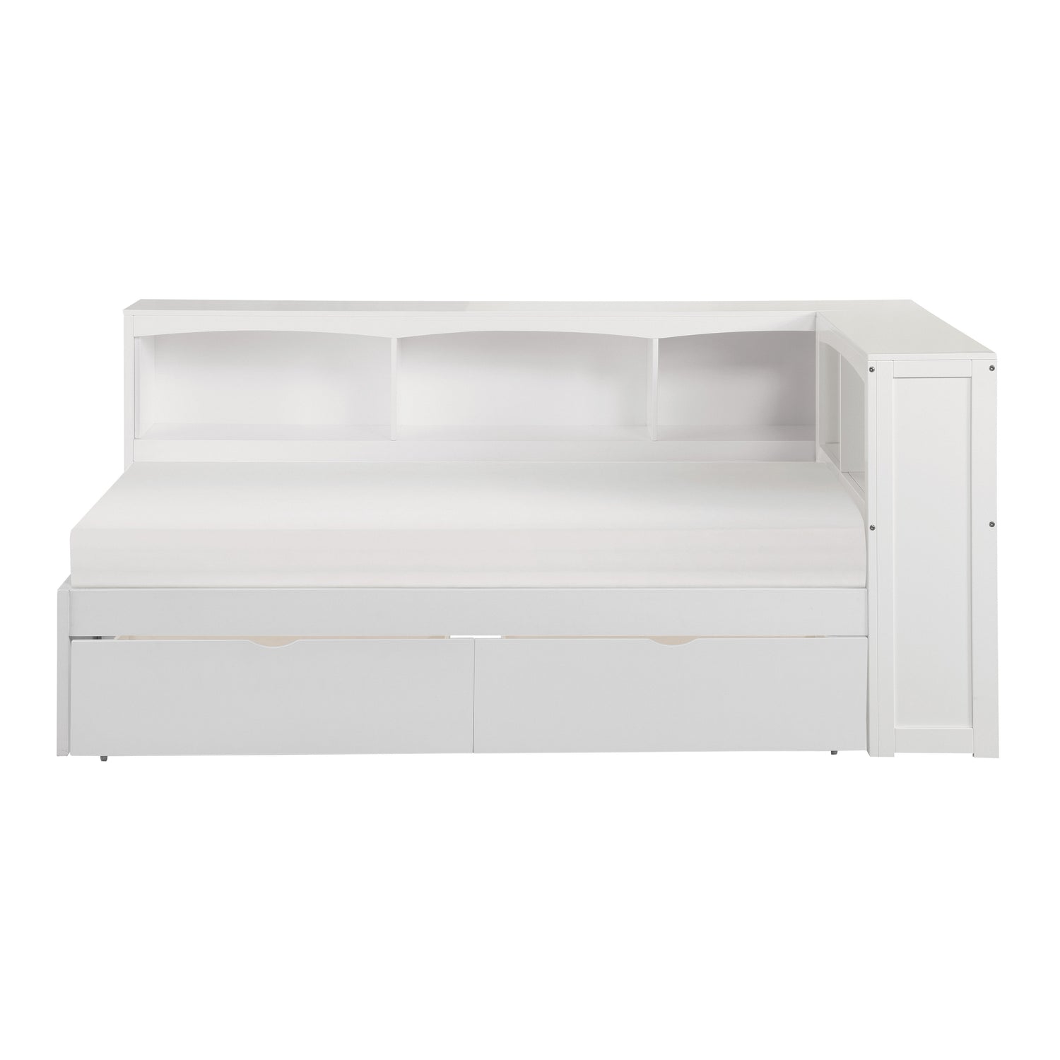 Galen White Twin Bookcase Corner Bed with Storage Boxes - SET | B2053BCW-1 | B2053BCW-2 | B2053BCW-BC | B2053W-T - Bien Home Furniture &amp; Electronics