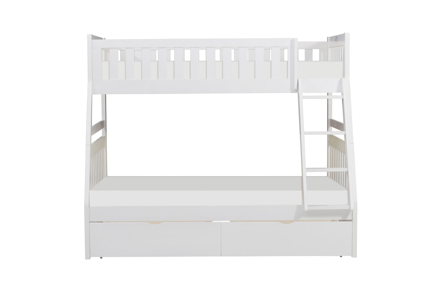 Galen White Twin/Full Bunk Bed with Storage Boxes - SET | B2053TFW-1 | B2053TFW-2 | B2053TFW-SL | B2053W-T - Bien Home Furniture &amp; Electronics