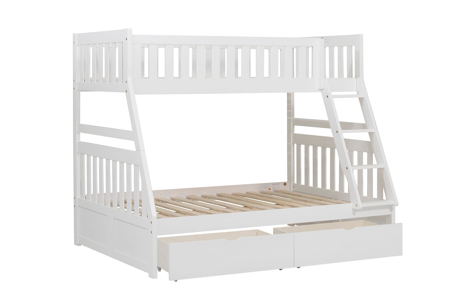 Galen White Twin/Full Bunk Bed with Storage Boxes - SET | B2053TFW-1 | B2053TFW-2 | B2053TFW-SL | B2053W-T - Bien Home Furniture &amp; Electronics