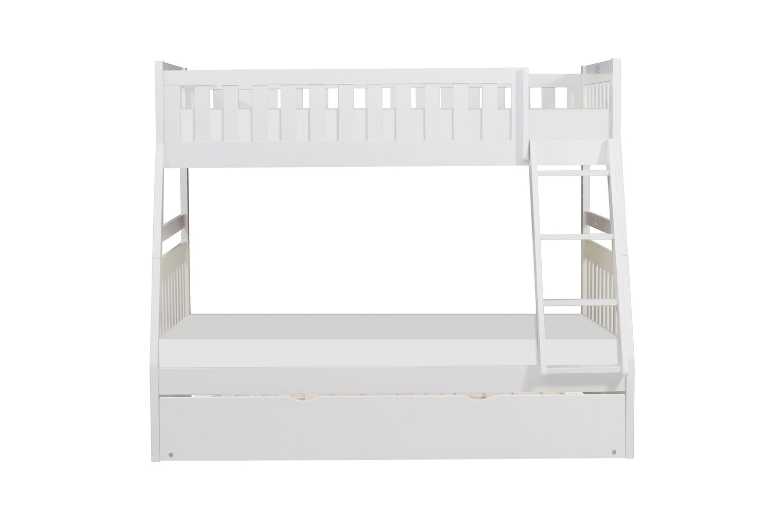 Galen White Twin/Full Bunk Bed with Twin Trundle - SET | B2053TFW-1 | B2053TFW-2 | B2053TFW-SL | B2053W-R - Bien Home Furniture &amp; Electronics