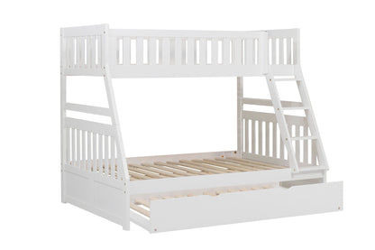 Galen White Twin/Full Bunk Bed with Twin Trundle - SET | B2053TFW-1 | B2053TFW-2 | B2053TFW-SL | B2053W-R - Bien Home Furniture &amp; Electronics