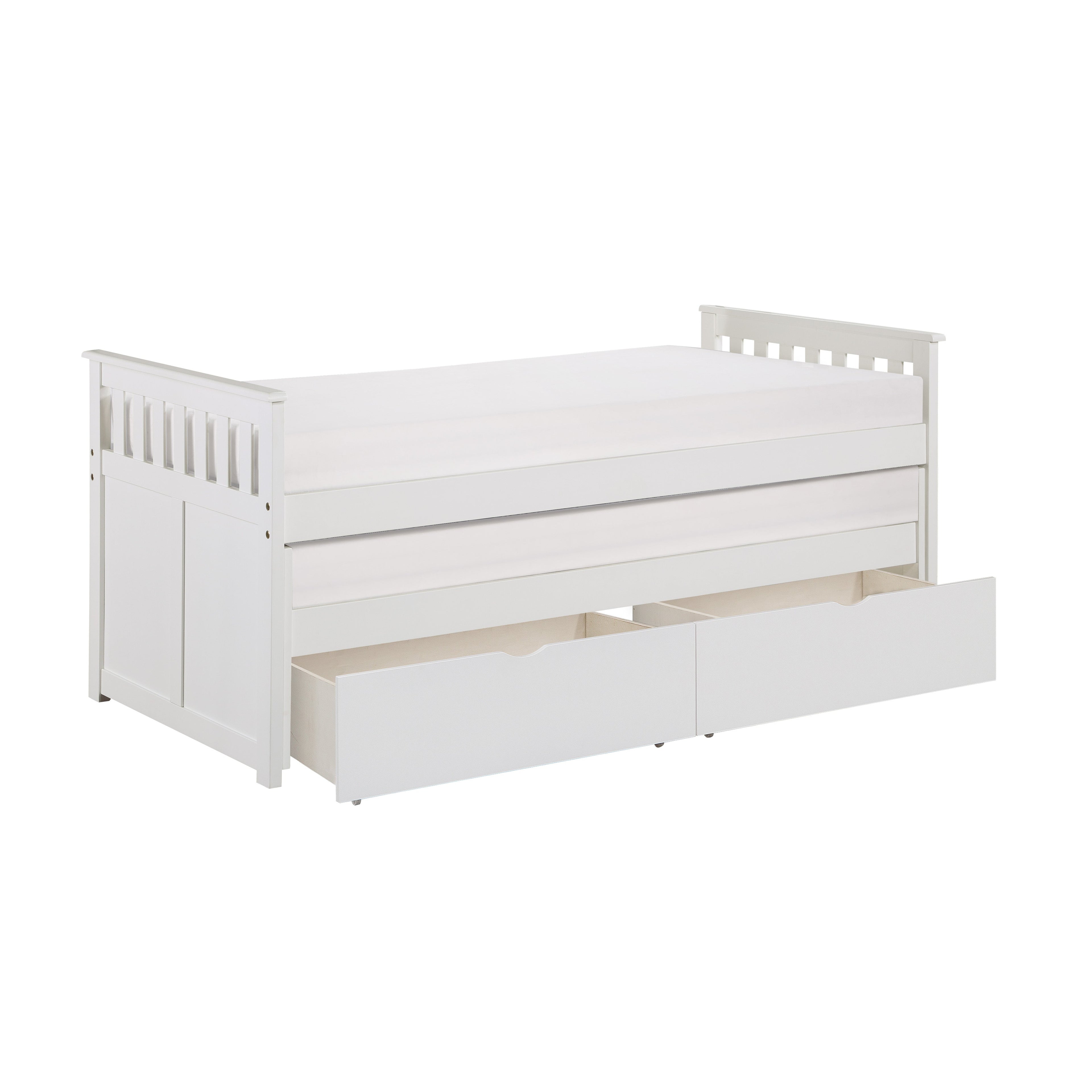 Galen White Twin/Twin Bed with Storage Boxes - SET | B2053RTW-1 | B2053RTW-2 | B2053RTW-SL | B2053W-T - Bien Home Furniture &amp; Electronics
