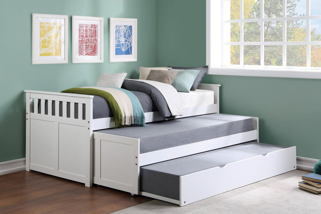 Galen White Twin/Twin Bed with Twin Trundle - SET | B2053RTW-1 | B2053RTW-2 | B2053RTW-SL | B2053W-R - Bien Home Furniture &amp; Electronics