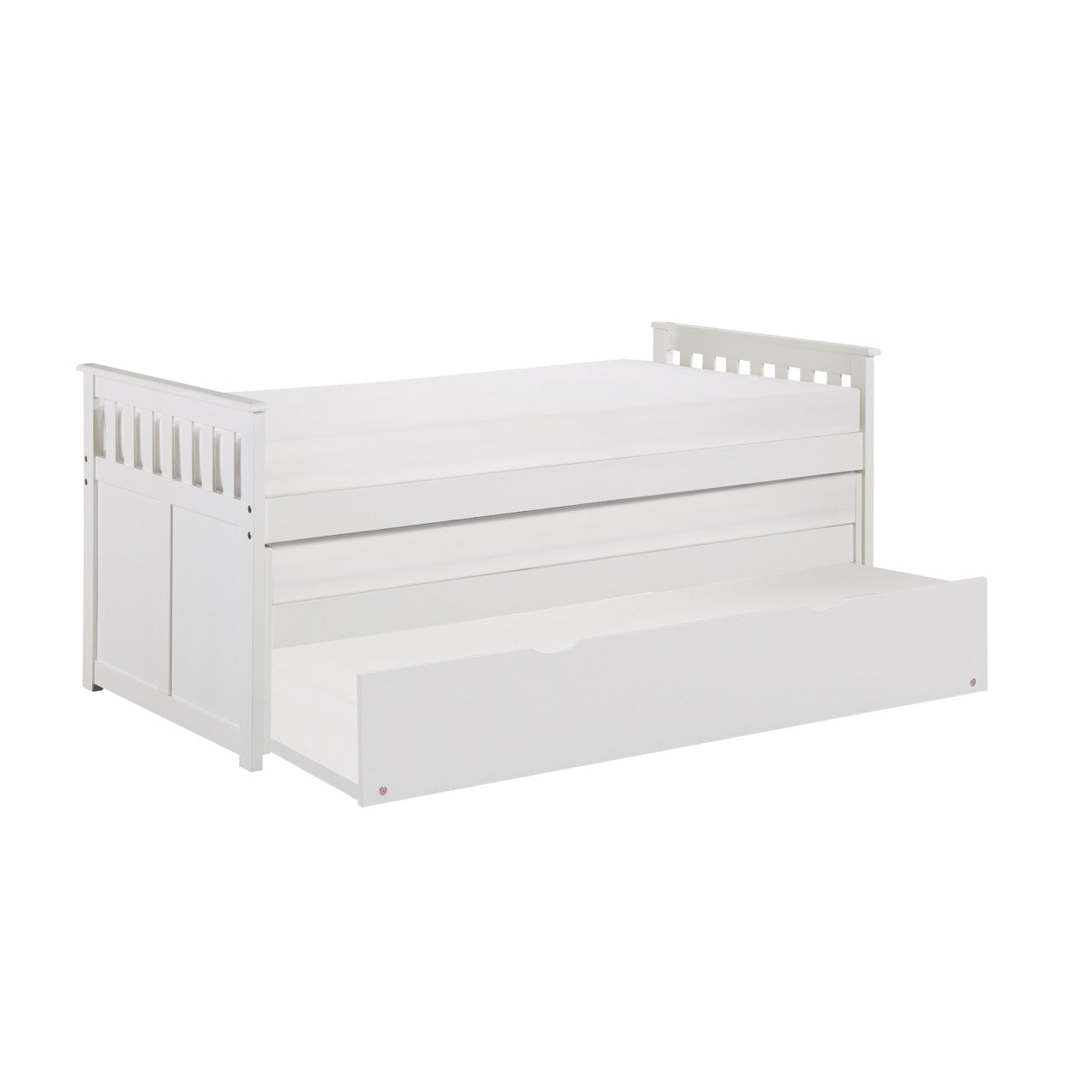 Galen White Twin/Twin Bed with Twin Trundle - SET | B2053RTW-1 | B2053RTW-2 | B2053RTW-SL | B2053W-R - Bien Home Furniture &amp; Electronics