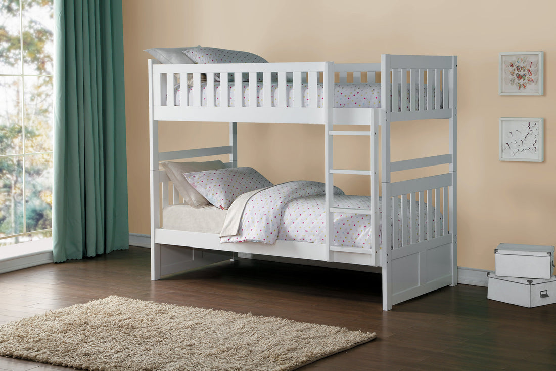 Galen White Twin/Twin Bunk Bed - SET | B2053W-1 | B2053W-2 | B2053W-SL - Bien Home Furniture &amp; Electronics