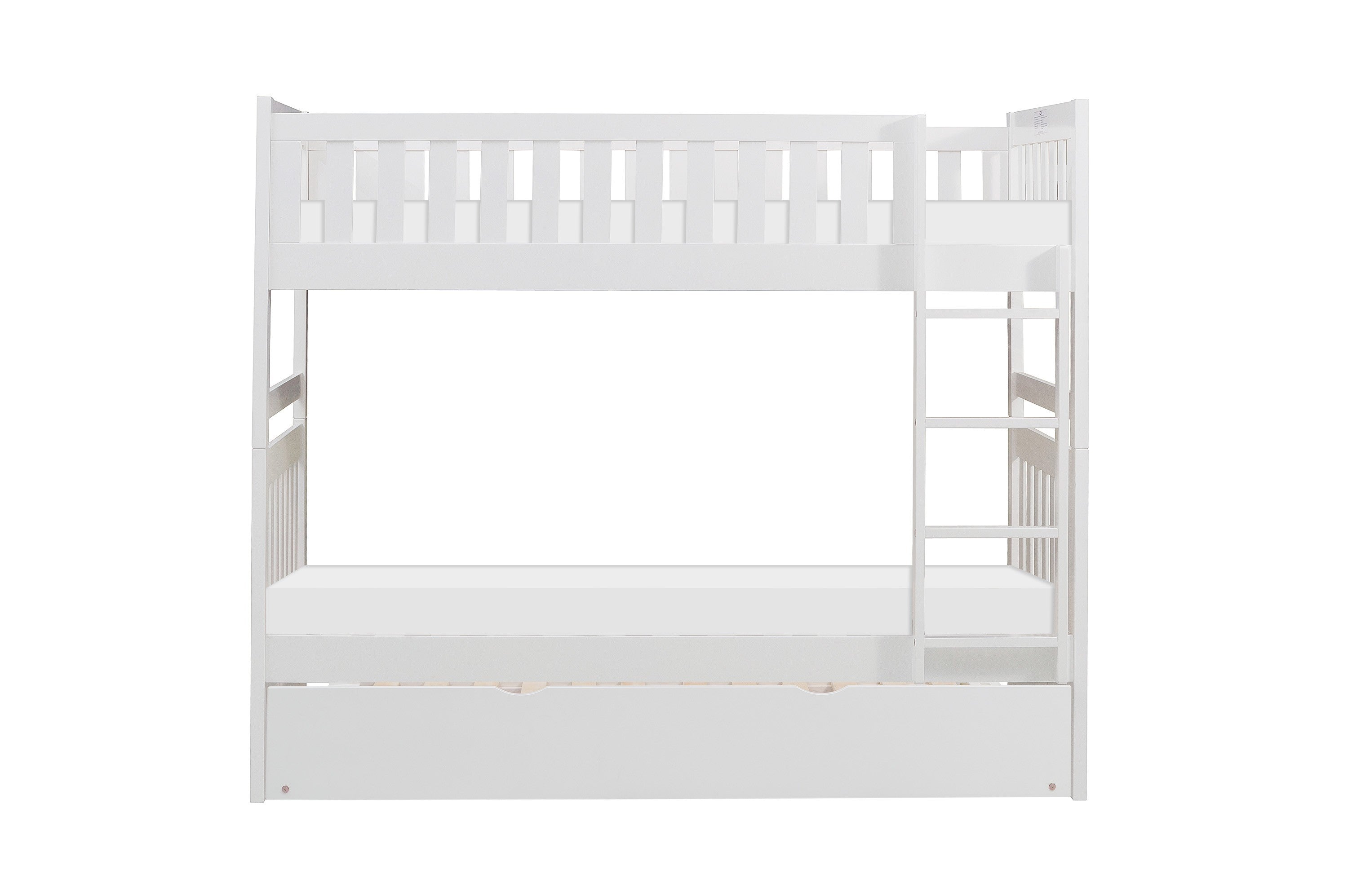 Galen White Twin/Twin Bunk Bed with Twin Trundle - SET | B2053W-1 | B2053W-2 | B2053W-SL | B2053W-R - Bien Home Furniture &amp; Electronics