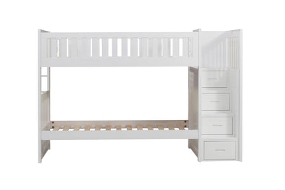Galen White Twin/Twin Step Bunk Bed - SET | B2053SBW-1 | B2053SBW-2 | B2053SBW-3 | B2053SBW-SL - Bien Home Furniture &amp; Electronics