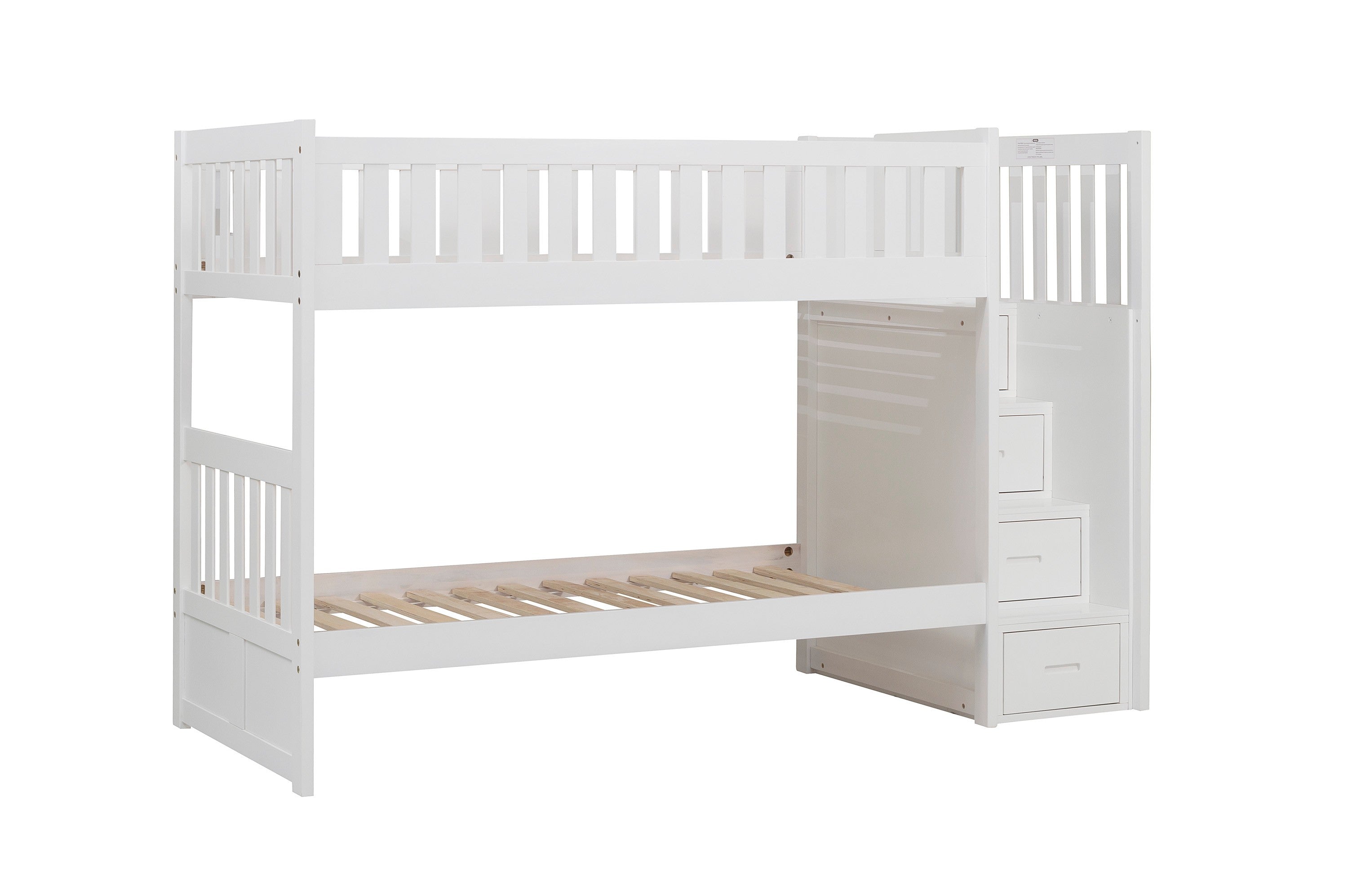 Galen White Twin/Twin Step Bunk Bed - SET | B2053SBW-1 | B2053SBW-2 | B2053SBW-3 | B2053SBW-SL - Bien Home Furniture &amp; Electronics