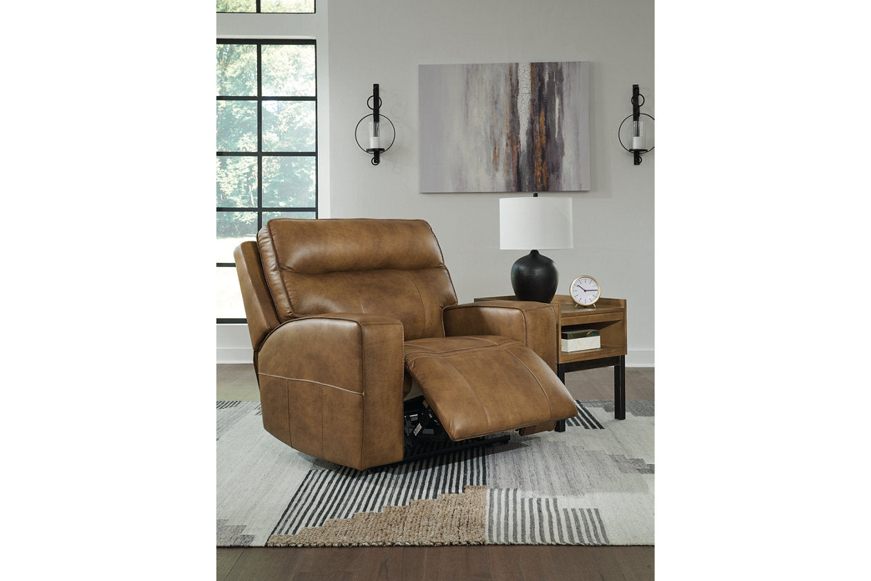 Game Plan Caramel Oversized Power Recliner Bien Home Furniture