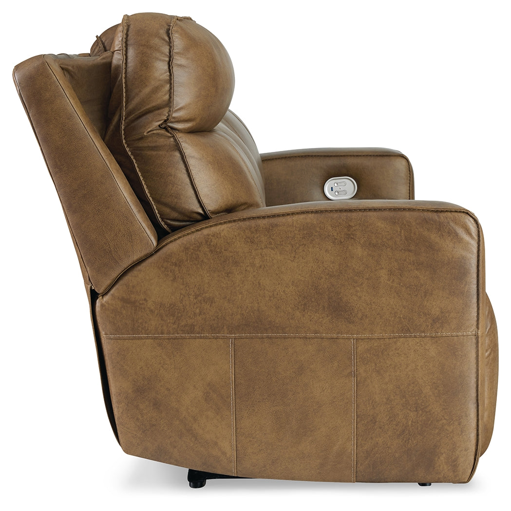 Game Plan Caramel Power Reclining Sofa - U1520615 - Bien Home Furniture &amp; Electronics