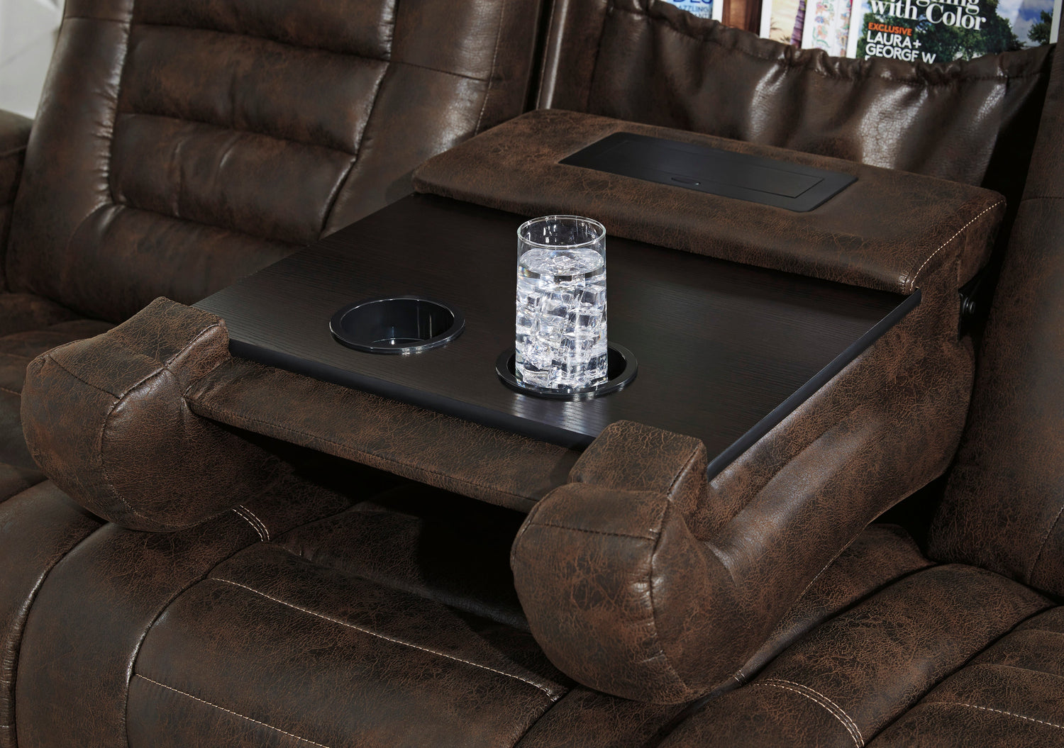 Juego de sofá reclinable eléctrico, sofá reclinable de cuero con puerto  USB, sofá biplaza reclinable con consola de almacenamiento/portavasos,  juego