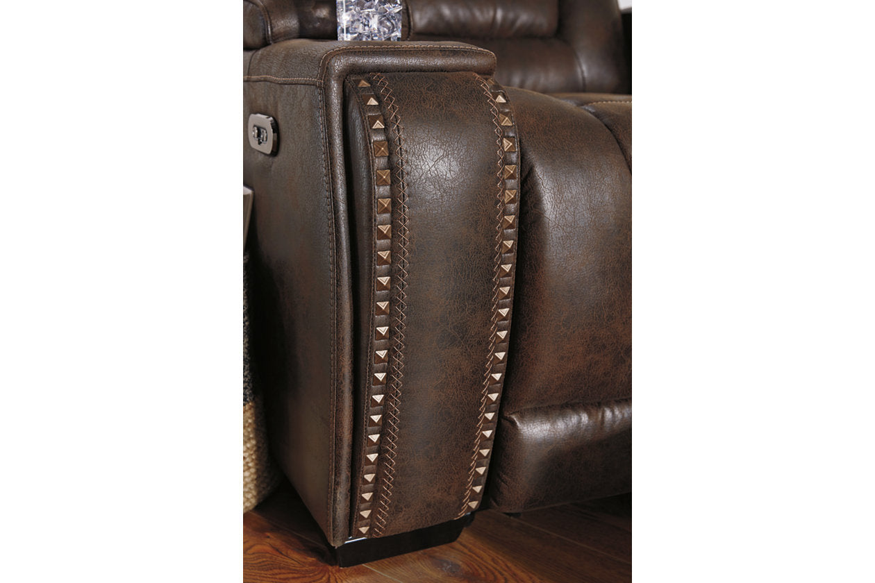 Game Zone Bark Power Reclining Loveseat with Console - 3850118 - Bien Home Furniture &amp; Electronics