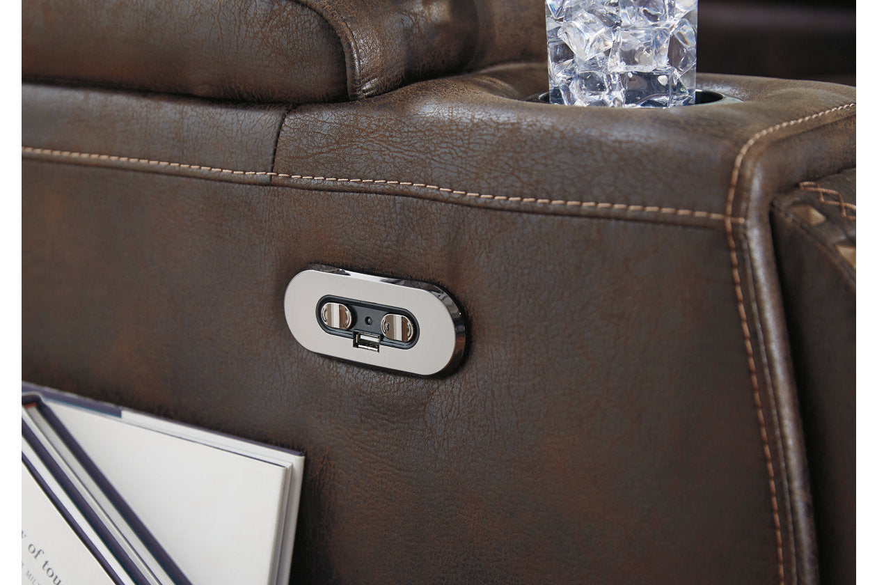 Game Zone Bark Power Reclining Loveseat with Console - 3850118 - Bien Home Furniture &amp; Electronics