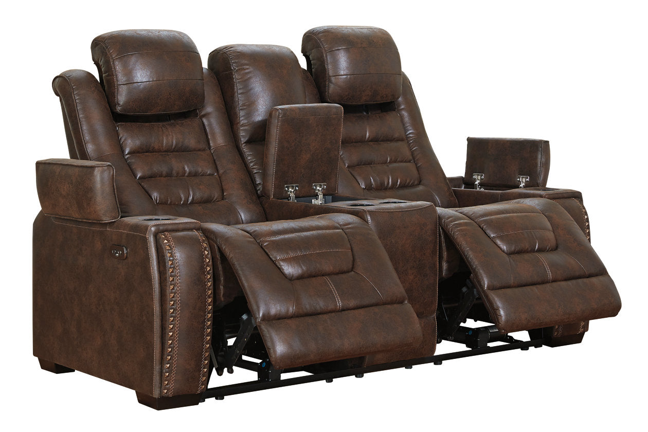 Game Zone Bark Power Reclining Loveseat with Console - 3850118 - Bien Home Furniture &amp; Electronics