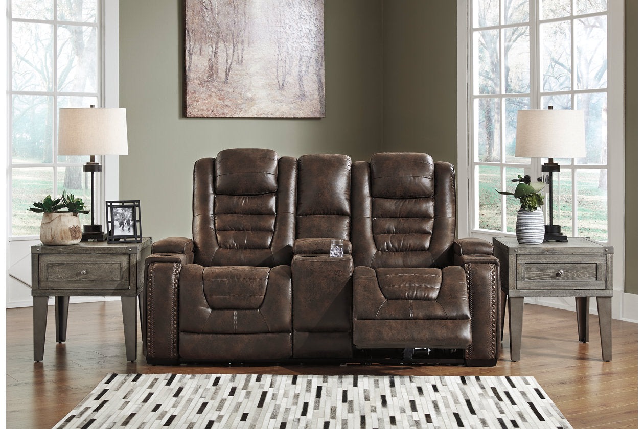 Game Zone Bark Power Reclining Loveseat with Console - 3850118 - Bien Home Furniture &amp; Electronics