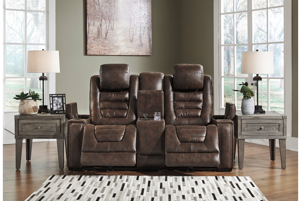 Game Zone Bark Power Reclining Loveseat with Console - 3850118 - Bien Home Furniture &amp; Electronics