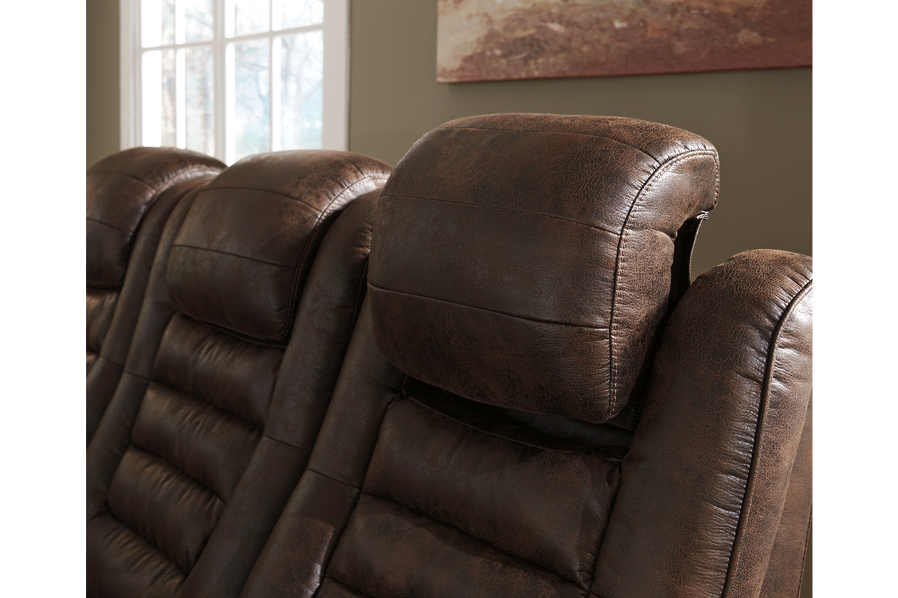 Game Zone Bark Power Reclining Loveseat with Console - 3850118 - Bien Home Furniture &amp; Electronics