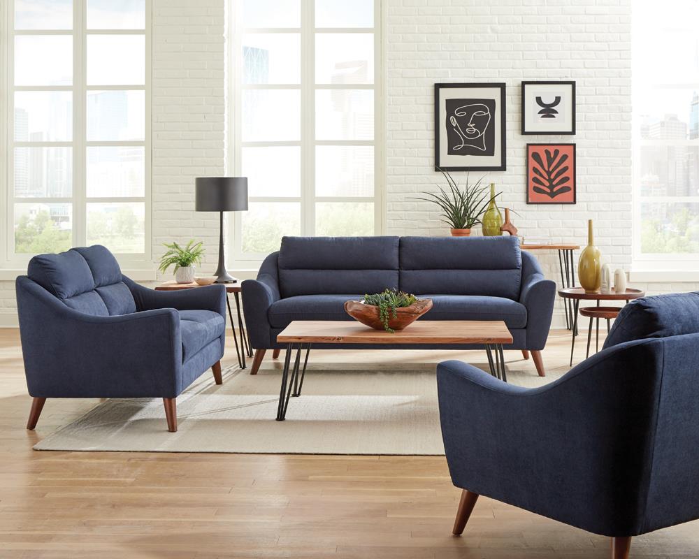 Gano Sloped Arm Upholstered Sofa Navy Blue - 509514 - Bien Home Furniture &amp; Electronics