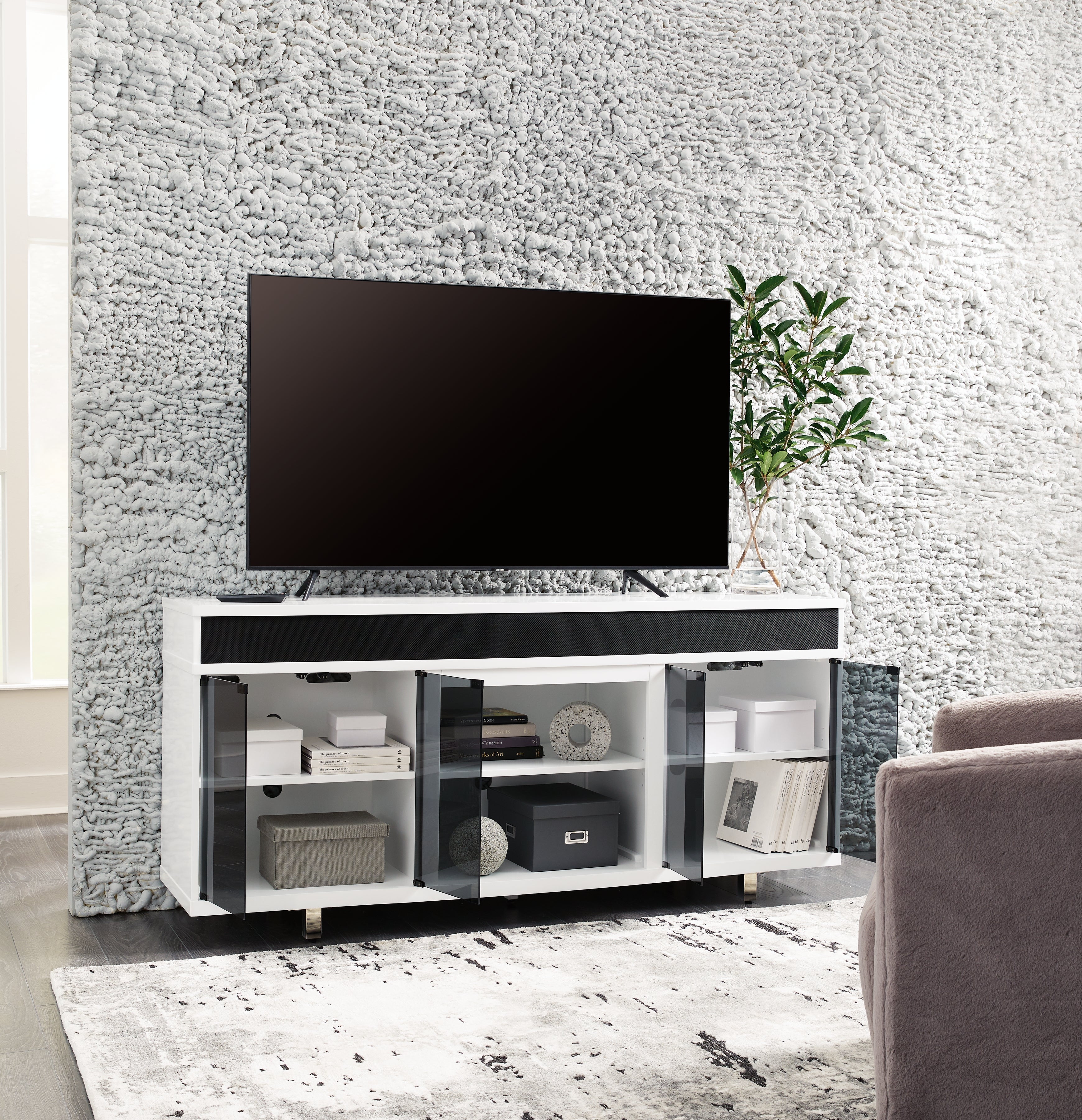 Gardoni White/Black 72&quot; TV Stand - W756-68 - Bien Home Furniture &amp; Electronics