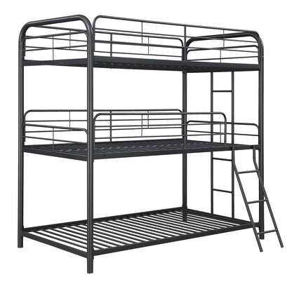 Garner Gunmetal Triple Bunk Bed with Ladder - 400777 - Bien Home Furniture &amp; Electronics