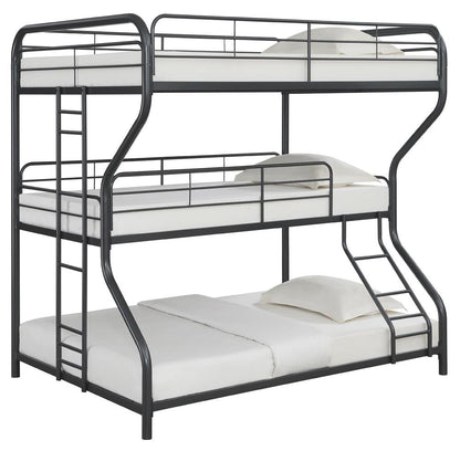 Garner Gunmetal Triple Bunk Bed with Ladder - 400778 - Bien Home Furniture &amp; Electronics