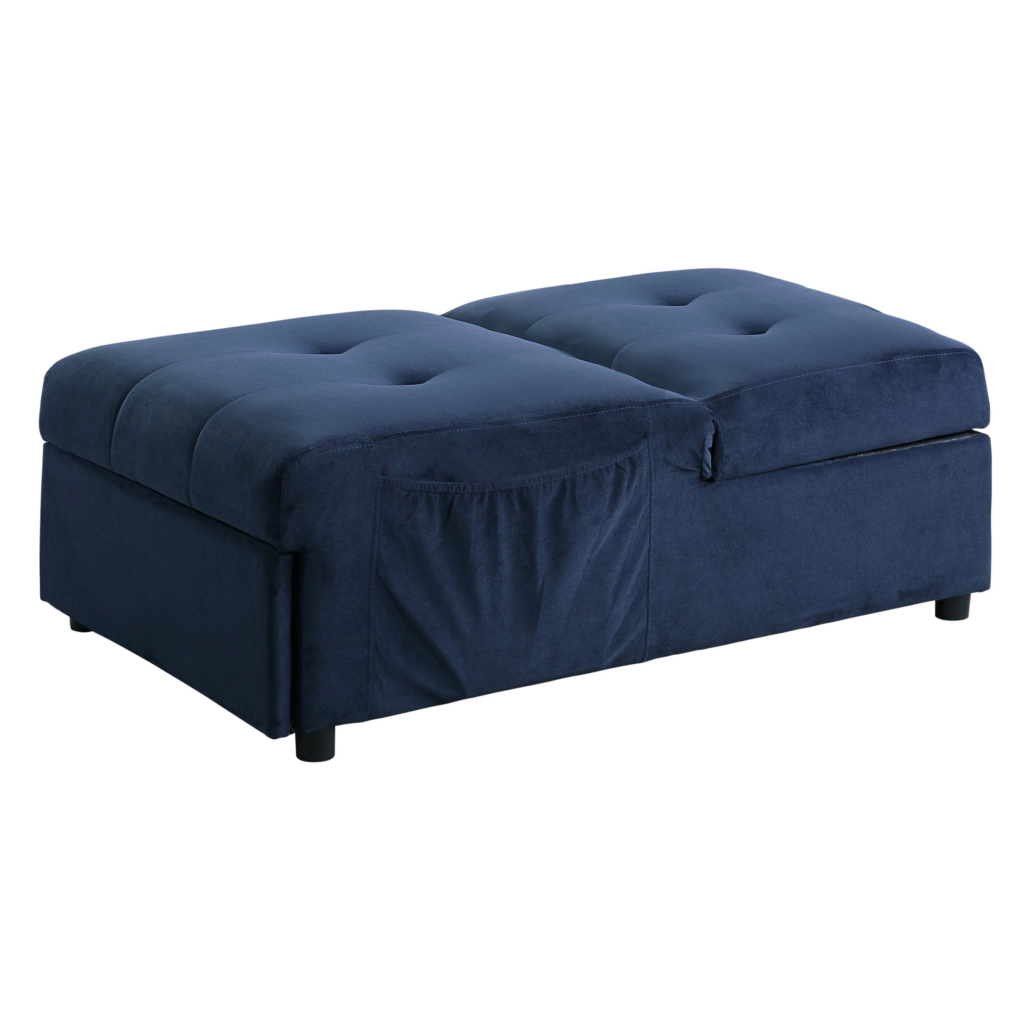 Garrell Blue Velvet Lift Top Storage Bench with Pull-out Bed - 4615-F1 - Bien Home Furniture &amp; Electronics