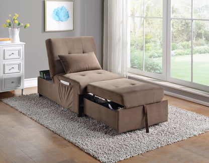 Garrell Brown Velvet Lift Top Storage Bench with Pull-out Bed - 4615-F2 - Bien Home Furniture &amp; Electronics