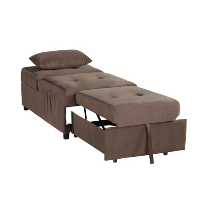 Garrell Brown Velvet Lift Top Storage Bench with Pull-out Bed - 4615-F2 - Bien Home Furniture &amp; Electronics