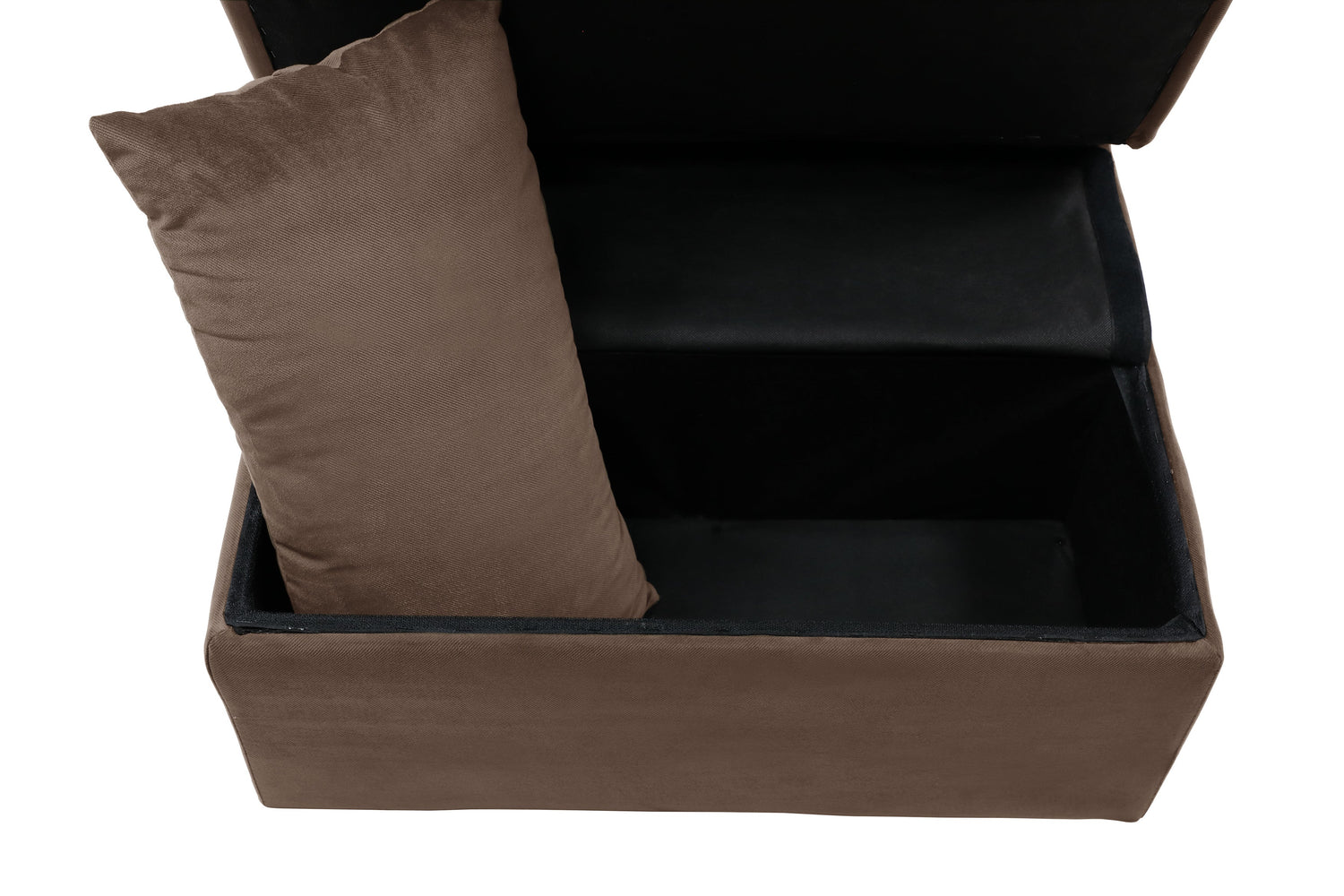 Garrell Brown Velvet Lift Top Storage Bench with Pull-out Bed - 4615-F2 - Bien Home Furniture &amp; Electronics