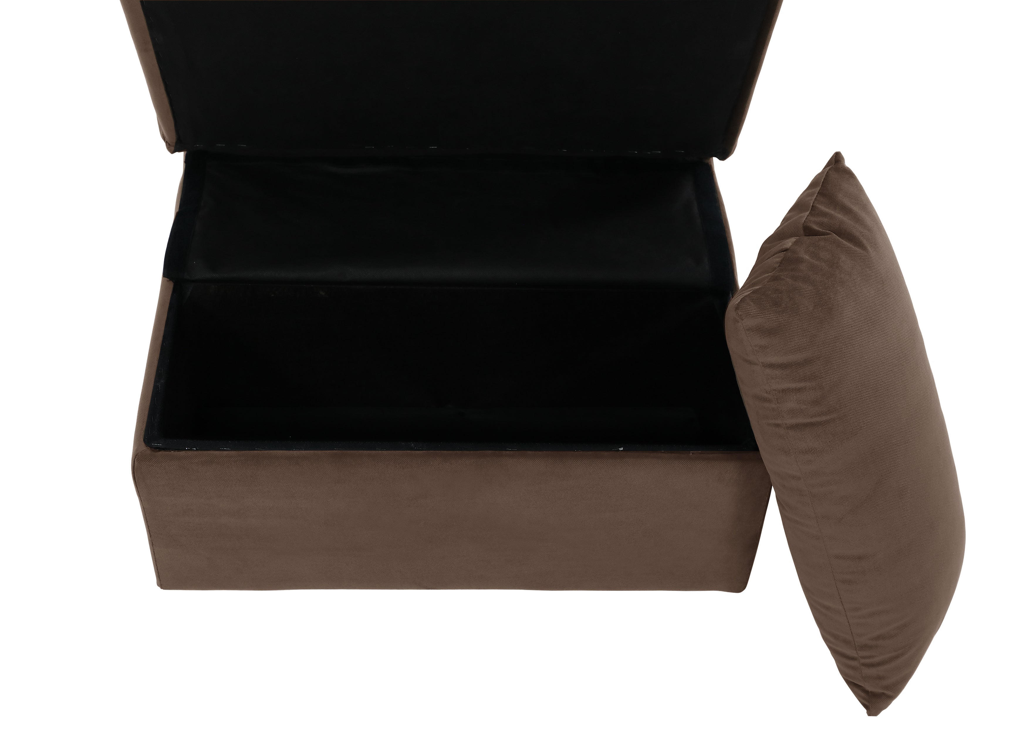 Garrell Brown Velvet Lift Top Storage Bench with Pull-out Bed - 4615-F2 - Bien Home Furniture &amp; Electronics